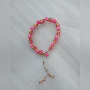 Pink and Gold Beaded Bracelet